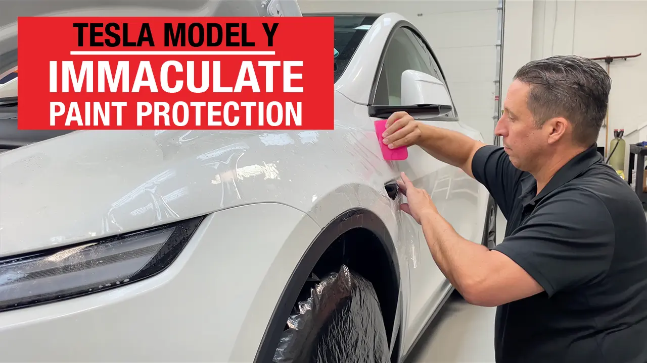 Video: Applying Full Front Paint Protection Film on a 2026 Pearl White Multi-Coat (Paint Code PPSW) Tesla Model Y to prevent rock chips.