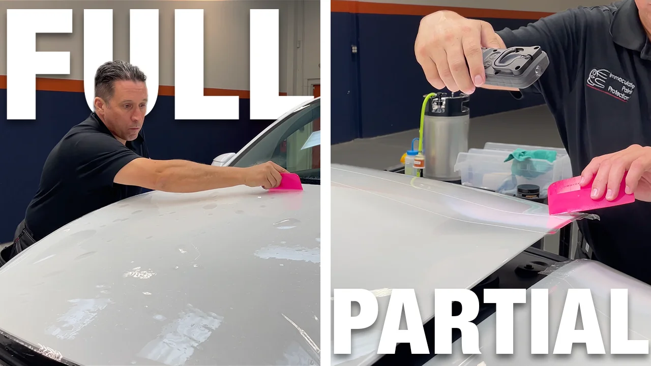 Video: Comparison of Partial vs Full Front End PPF packages demonstrating visible lines and coverage differences