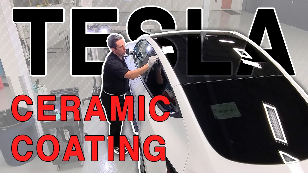 Video thumbnail for "Tesla Ceramic Coating Truths: Is It Worth The Cost?" featuring Bill Fetter. The video explains the benefits of professional ceramic coatings for Tesla paint and trim, the paint correction process, and why transparent pricing matters.